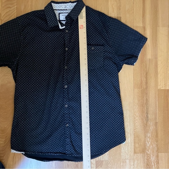 Paperdenim & Cloth Slim Fit Shirt Black White Geometric Short Sleeve Stretch - Picture 10 of 10